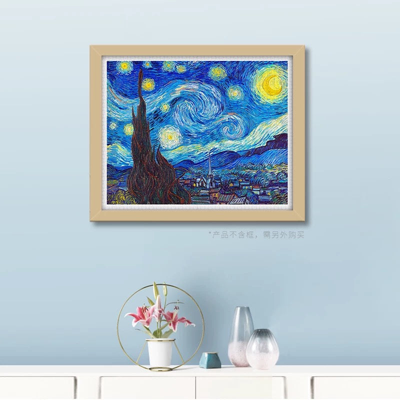 梵高名画 星夜 平面拼图 塑胶拼片 2000片